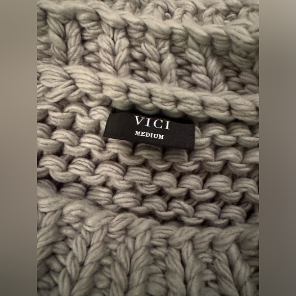 VICI Bubble Sleeve Chunky Open Knit Sweater Sz M - Picture 10 of 12